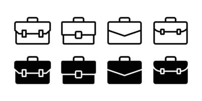Briefcase icon set design. Portfolio filled and outlined icon set. vector