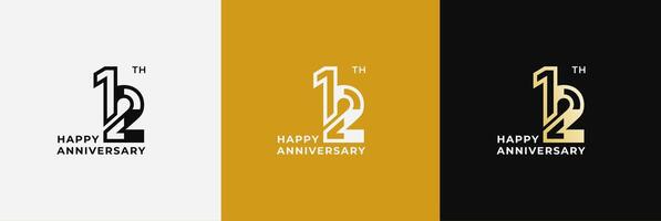 Logo happy anniversary 12th, 12 years anniversary, Creative template for celebration, birthday, greeting and invitation. Editable file1 vector