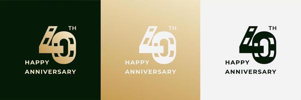 Logo happy anniversary 40th, 40 anniversary, Creative template for celebration, birthday, greeting and invitation. Editable file vector