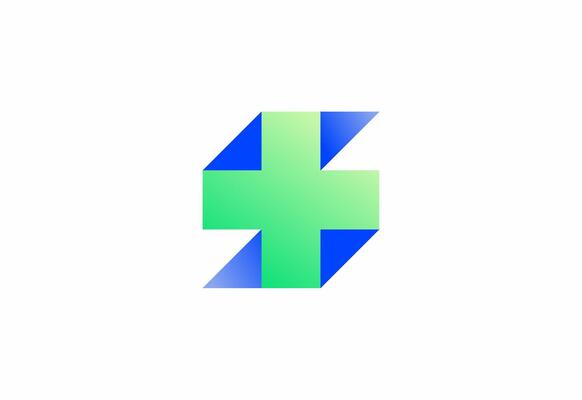 Logo S with symbol medical plus, Creative template for hospital and healthcare.