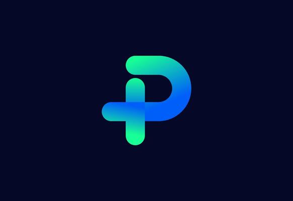 Logo P with symbol medical plus, Creative template for hospital