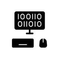Icon Glyph computer binary coding. Solid style. vector