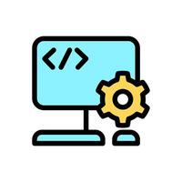Icon Line Color computer coding setting. Outline fill color style. vector