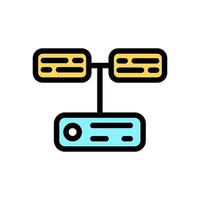 Icon Line Color database system. Outline fill color style. vector