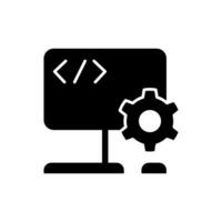 Icon Glyph computer coding setting. Solid style. vector