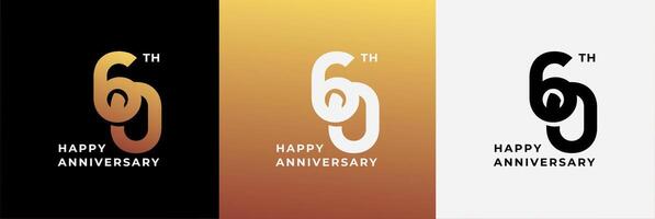 Logo design years 60th, 60 years anniversary, design template for celebration, greeting, birthday and invitation. Editable file vector