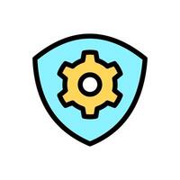 Icon Line Color Shield Gear setting. Outline fill color style. vector