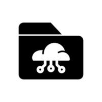 Icon Glyph folder cloud system. Solid style. vector
