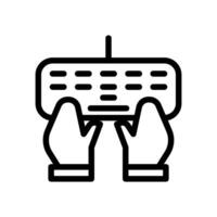 Icon Line hand typing keyboard. Outline style. vector
