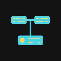 Icon Flat Color database system. Fill color style. vector