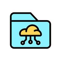 Icon Line Color folder cloud system. Outline fill color style. vector