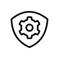 Icon Line Shield Gear setting. Outline style. vector