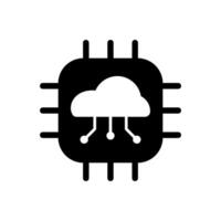 Icon Glyph Cloud Server Processor. Solid style. vector
