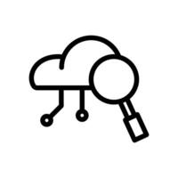 Icon Line cloud system magnify. Outline style. vector