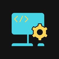 Icon Flat Color computer coding setting. Fill color style. vector