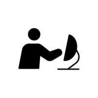 Icon Glyph Employee working on computer. Solid style. vector