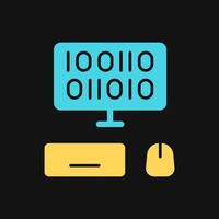 Icon Flat Color computer binary coding. Fill color style. vector