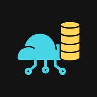 Icon Flat Color cloud server database. Fill color style. vector