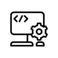 Icon Line computer coding setting. Outline style. vector