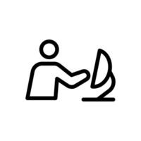 Icon Line Employee working on computer. Outline style. vector