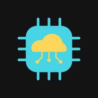 Icon Flat Color Cloud Server Processor. Fill color style. vector