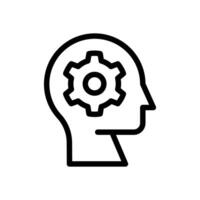 Icon Line gear setting in head or brain. Outline style. vector