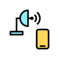 Icon Line Color phone connecting satellite. Outline fill color style. vector
