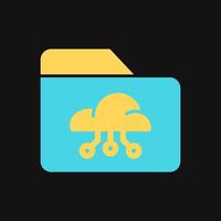Icon Flat Color folder cloud system. Fill color style. vector