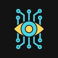Icon Flat Color spy system. Fill color style. vector