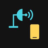 Icon Flat Color phone connecting satellite. Fill color style. vector