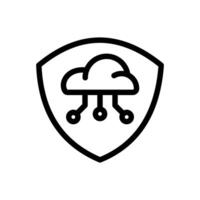 Icon Line shield cloud system. Outline style. vector