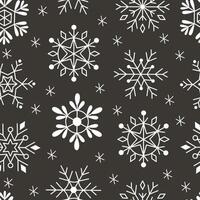Seamless pattern of snowflakes on a dark background vector