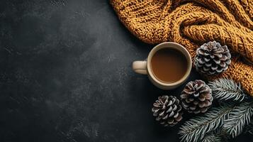 A cozy Black Friday background for e-commerce advertising, featuring warm tones, soft textures, and a dark backdrop with ample copy space for product placement and text photo