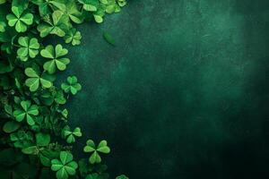 Minimalist St. Patrick's Day background with green hues and subtle shamrock patterns photo
