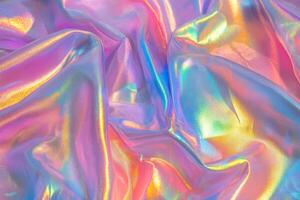 processed collage with a holographic texture made of iridescent, fashionable cloth. Texture, backdrop, or background photo