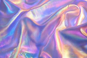 processed collage with a holographic texture made of iridescent, fashionable cloth. Texture, backdrop, or background photo
