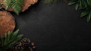 rustic background featuring natural textures, wood elements, and a dark backdrop. It provides ample space for product placement and promotional text photo