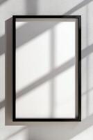 minimalist black frame mockup with shadow on a white background photo