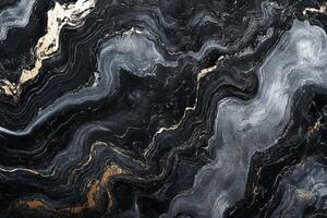 An elegant abstract background featuring a black and silver marble texture. The shiny and sophisticated design is perfect for showcasing premium products photo