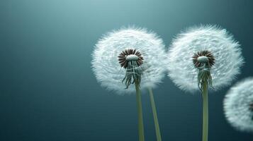 Three dandelions are blowing in the wind photo