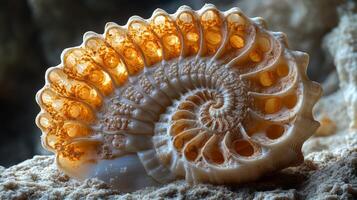 A shell with a spiral pattern on it photo