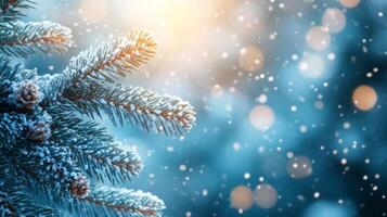 Christmas tree with snow on it photo