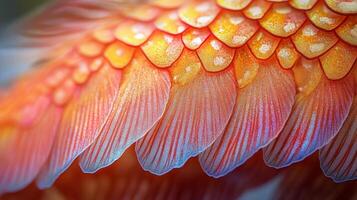 A close up of a colorful bird's wings photo