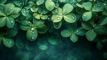 Clover leaves with water droplets on them photo