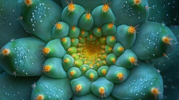 A close up of a green plant with yellow flowers photo