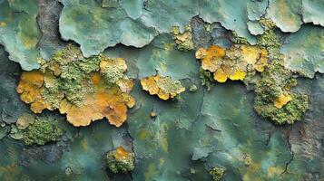 A close up of a green and yellow painted wall photo