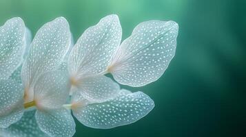 A close up of a flower with white petals photo