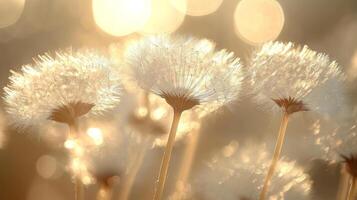 Dandelions in the sun with bokeh photo