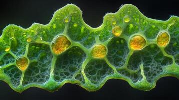 A close up of a leaf with many small yellow dots photo
