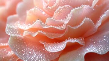 A close up of a pink rose with water droplets photo